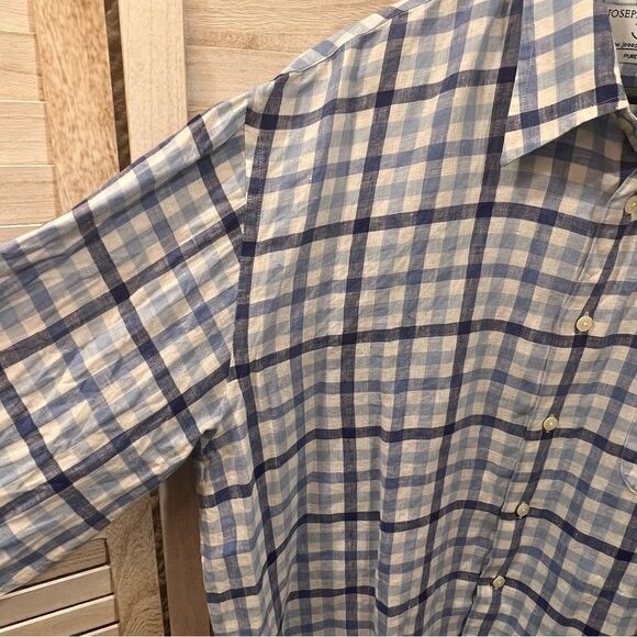 Joseph Turner Linen Button Down Plaid Shirt XL - Picture 3 of 10